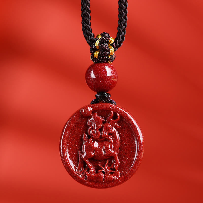 Pierres de Bouddha Zodiaque chinois Cinabre Calme Téléphone Décoration Suspendue Porte-clés Collier Pendentif