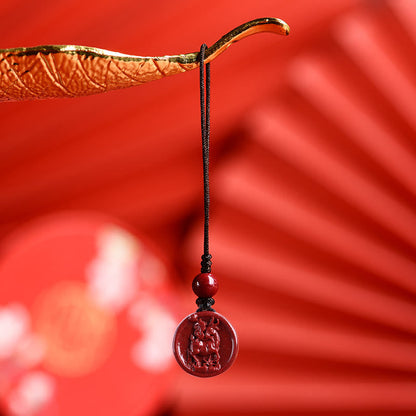 Pierres de Bouddha Zodiaque chinois Cinabre Calme Téléphone Décoration Suspendue Porte-clés Collier Pendentif