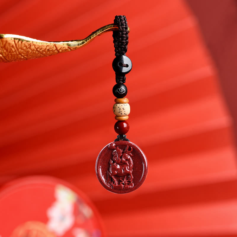 Pierres de Bouddha Zodiaque chinois Cinabre Calme Téléphone Décoration Suspendue Porte-clés Collier Pendentif
