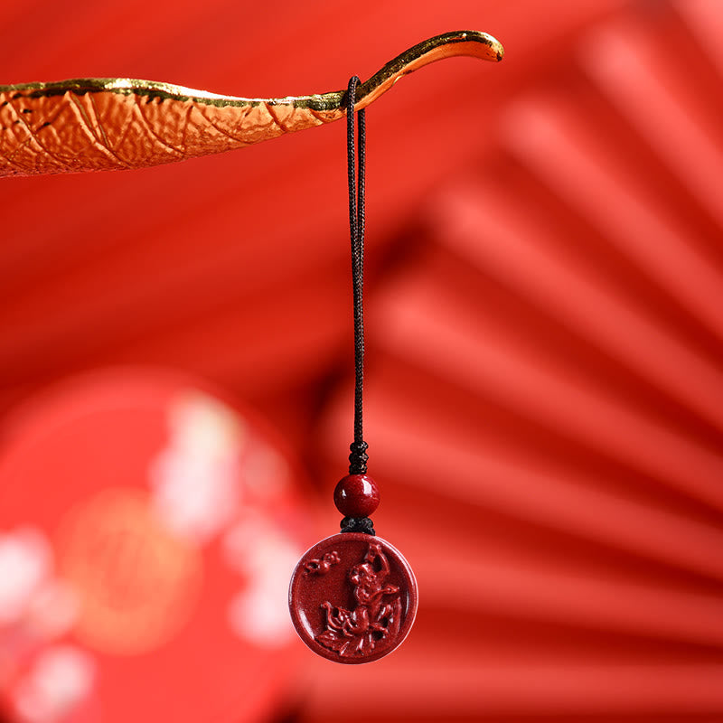 Pierres de Bouddha Zodiaque chinois Cinabre Calme Téléphone Décoration Suspendue Porte-clés Collier Pendentif