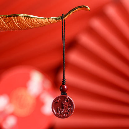 Pierres de Bouddha Zodiaque chinois Cinabre Calme Téléphone Décoration Suspendue Porte-clés Collier Pendentif