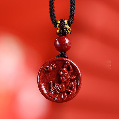 Pierres de Bouddha Zodiaque chinois Cinabre Calme Téléphone Décoration Suspendue Porte-clés Collier Pendentif