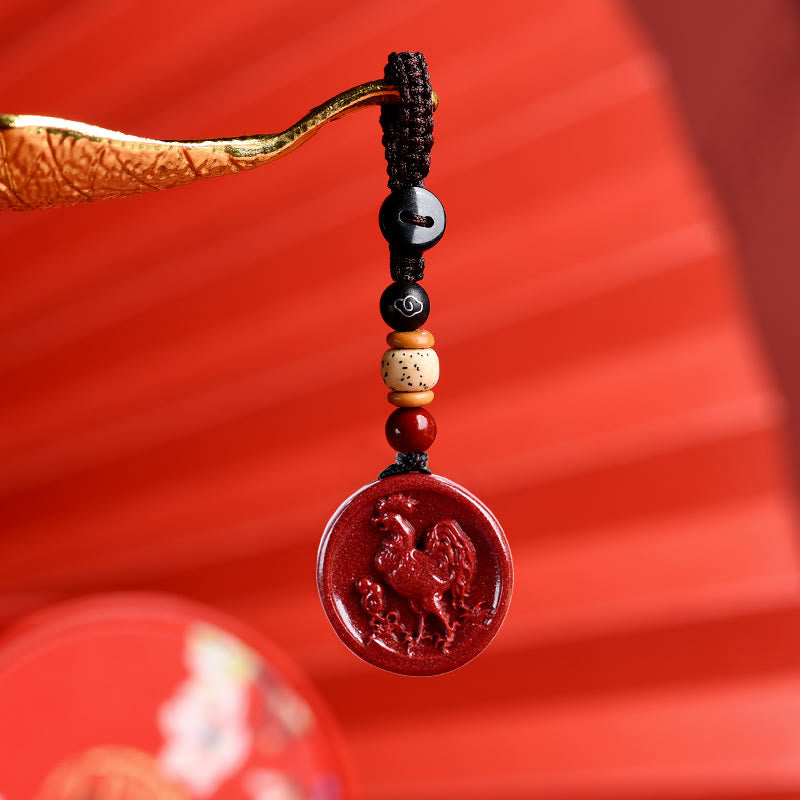 Pierres de Bouddha Zodiaque chinois Cinabre Calme Téléphone Décoration Suspendue Porte-clés Collier Pendentif