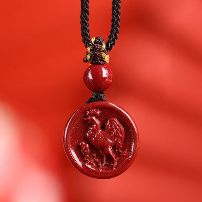 Pierres de Bouddha Zodiaque chinois Cinabre Calme Téléphone Décoration Suspendue Porte-clés Collier Pendentif