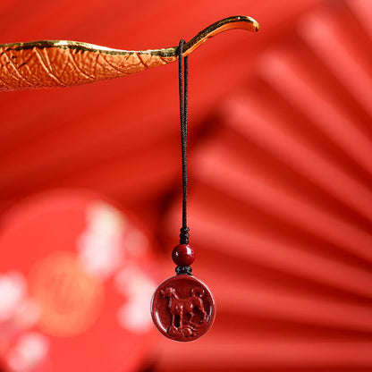 Pierres de Bouddha Zodiaque chinois Cinabre Calme Téléphone Décoration Suspendue Porte-clés Collier Pendentif