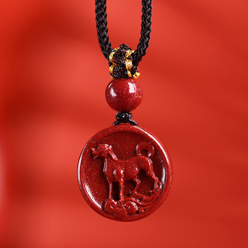 Pierres de Bouddha Zodiaque chinois Cinabre Calme Téléphone Décoration Suspendue Porte-clés Collier Pendentif