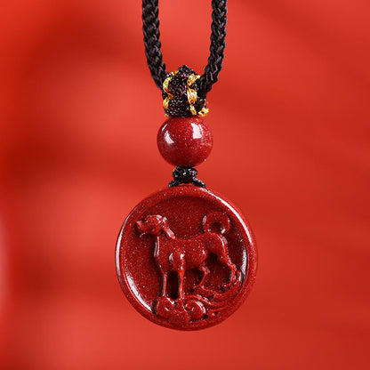 Pierres de Bouddha Zodiaque chinois Cinabre Calme Téléphone Décoration Suspendue Porte-clés Collier Pendentif