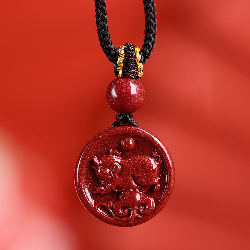Pierres de Bouddha Zodiaque chinois Cinabre Calme Téléphone Décoration Suspendue Porte-clés Collier Pendentif