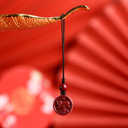 Pierres de Bouddha Zodiaque chinois Cinabre Calme Téléphone Décoration Suspendue Porte-clés Collier Pendentif