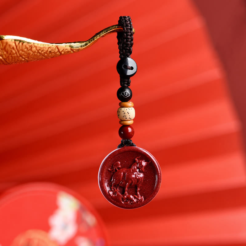 Pierres de Bouddha Zodiaque chinois Cinabre Calme Téléphone Décoration Suspendue Porte-clés Collier Pendentif