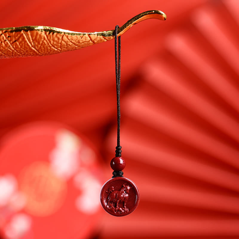 Pierres de Bouddha Zodiaque chinois Cinabre Calme Téléphone Décoration Suspendue Porte-clés Collier Pendentif