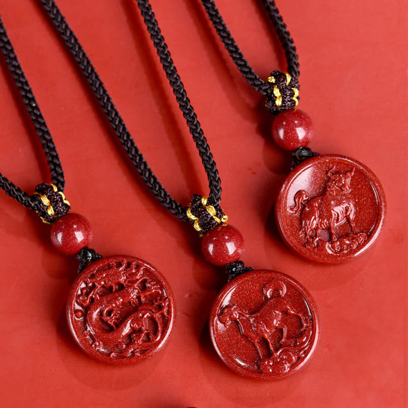Pierres de Bouddha Zodiaque chinois Cinabre Calme Téléphone Décoration Suspendue Porte-clés Collier Pendentif