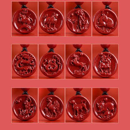 Pierres de Bouddha Zodiaque chinois Cinabre Calme Téléphone Décoration Suspendue Porte-clés Collier Pendentif