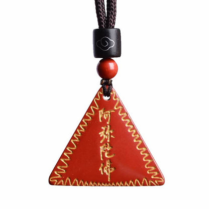 Collier pendentif calme Amitabha en pierres de Bouddha et cinabre