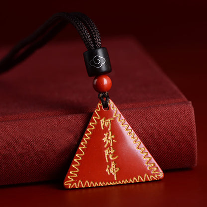 Collier pendentif calme Amitabha en pierres de Bouddha et cinabre