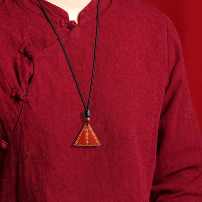 Collier pendentif calme Amitabha en pierres de Bouddha et cinabre