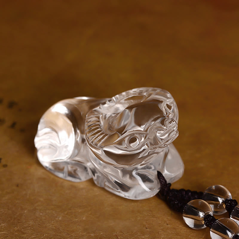 Collier pendentif de protection en cristal blanc avec pierres de Bouddha et signe du zodiaque chinois