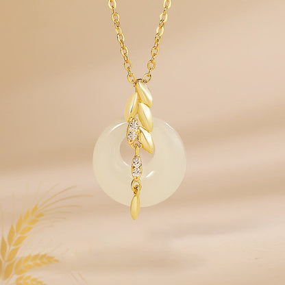 Collier avec pendentif porte-bonheur en argent sterling 925 et jade Hetian, pierres de Bouddha