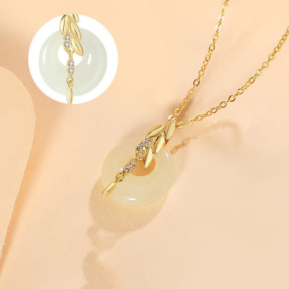 Collier avec pendentif porte-bonheur en argent sterling 925 et jade Hetian, pierres de Bouddha