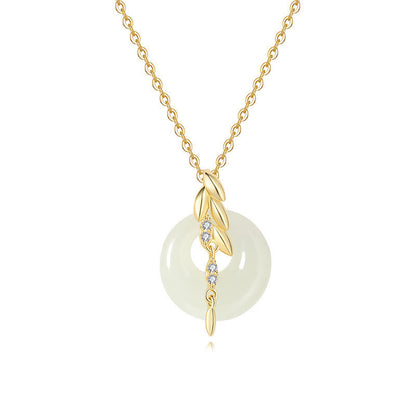 Collier avec pendentif porte-bonheur en argent sterling 925 et jade Hetian, pierres de Bouddha