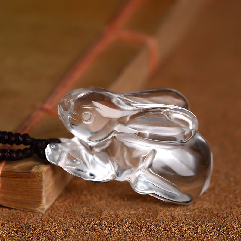 Collier pendentif de protection en cristal blanc avec pierres de Bouddha et signe du zodiaque chinois