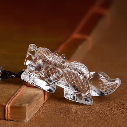 Collier pendentif de protection en cristal blanc avec pierres de Bouddha et signe du zodiaque chinois