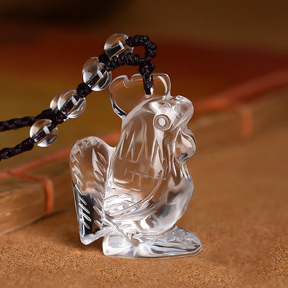 Collier pendentif de protection en cristal blanc avec pierres de Bouddha et signe du zodiaque chinois