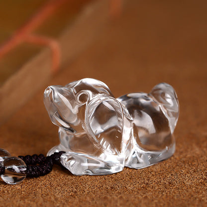 Collier pendentif de protection en cristal blanc avec pierres de Bouddha et signe du zodiaque chinois