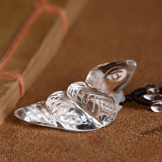 Collier pendentif de protection en cristal blanc avec pierres de Bouddha et signe du zodiaque chinois