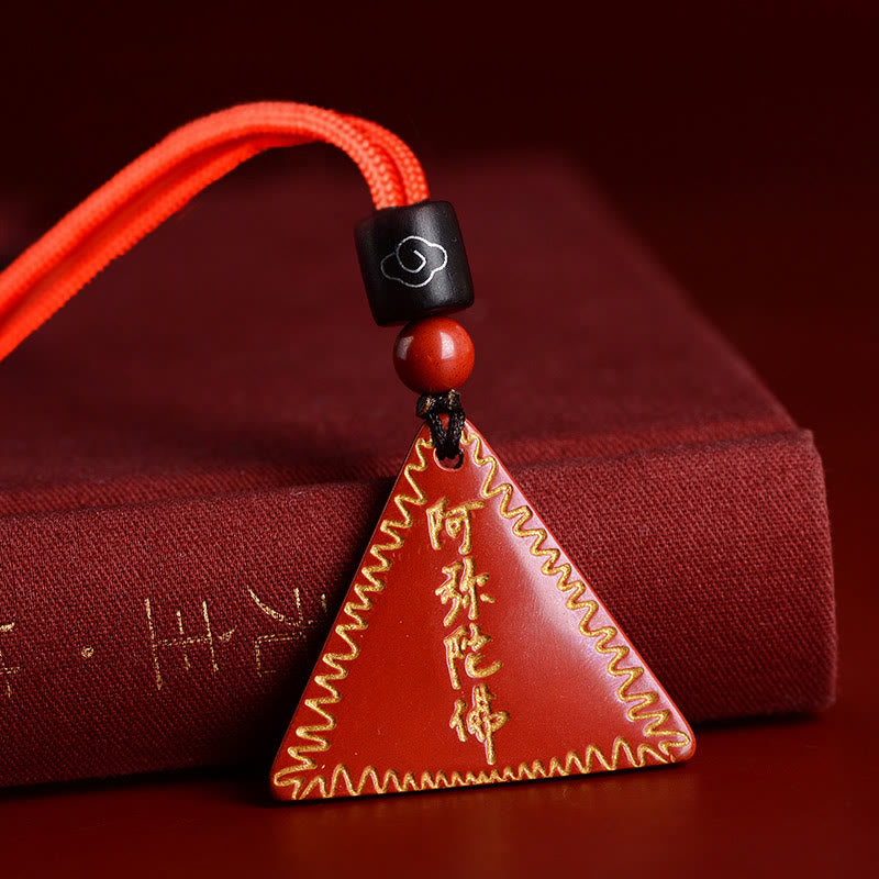Collier pendentif calme Amitabha en pierres de Bouddha et cinabre