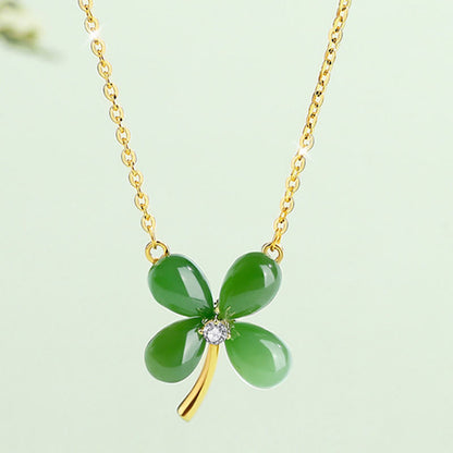Collier avec pendentif porte-bonheur en argent sterling 925 et jade, pierres de Bouddha