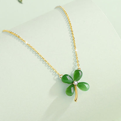 Collier avec pendentif porte-bonheur en argent sterling 925 et jade, pierres de Bouddha