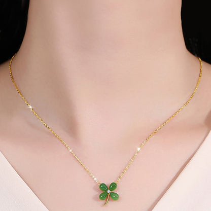 Collier avec pendentif porte-bonheur en argent sterling 925 et jade, pierres de Bouddha