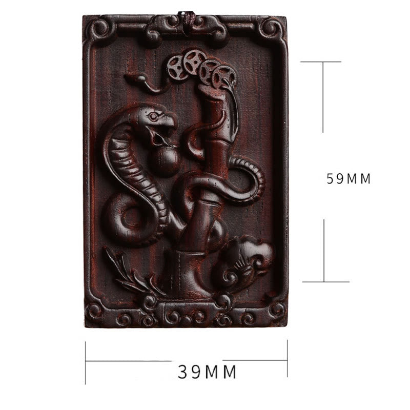 Collier pendentif calme en bois de santal rouge avec petites feuilles du zodiaque chinois et pierres de Bouddha