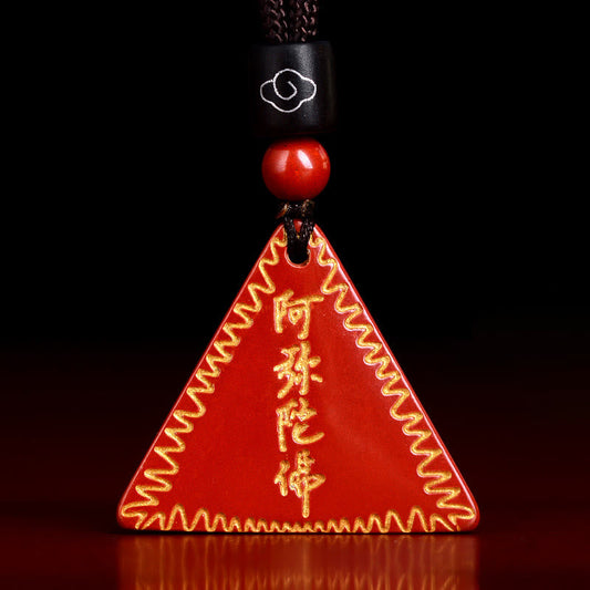 Collier pendentif calme Amitabha en pierres de Bouddha et cinabre