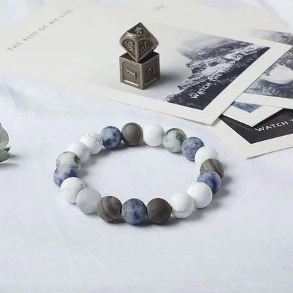 Bracelet de relaxation Buddha Stones, turquoise blanche, jaspe Picasso, jaspe tacheté bleu 
