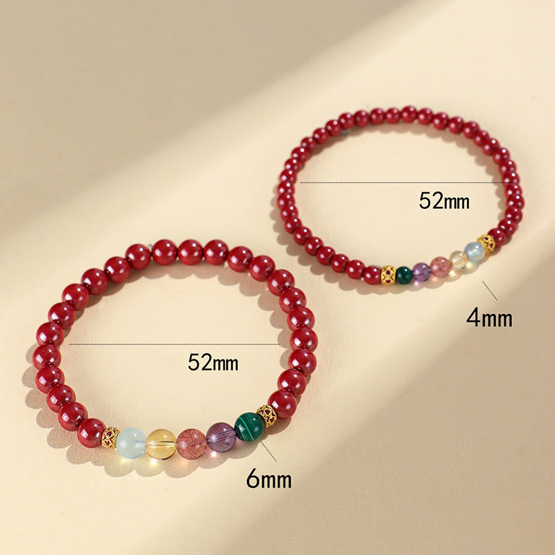Bracelet de bénédiction en pierres de Bouddha, cinabre, aigue-marine, citrine, quartz fraise, améthyste, malachite 