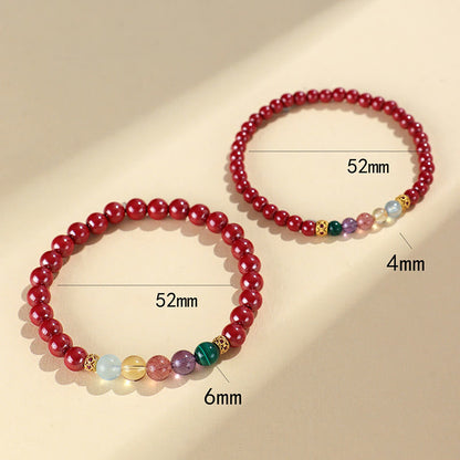 Bracelet de bénédiction en pierres de Bouddha, cinabre, aigue-marine, citrine, quartz fraise, améthyste, malachite 