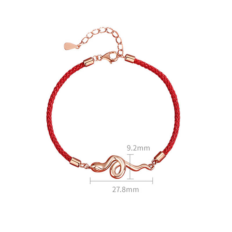 Buddha Stones 925 Sterling Silver Year Of Snake Red String Protection Braided Bracelet