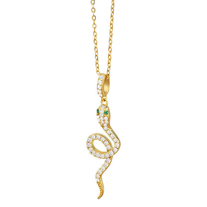 Collier pendentif de protection et de bénédiction en argent sterling 925 avec pierres de Bouddha, année du serpent aux yeux verts 