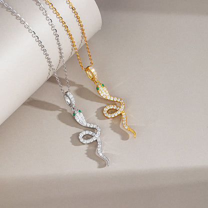 Collier pendentif de protection et de bénédiction en argent sterling 925 avec pierres de Bouddha, année du serpent aux yeux verts 