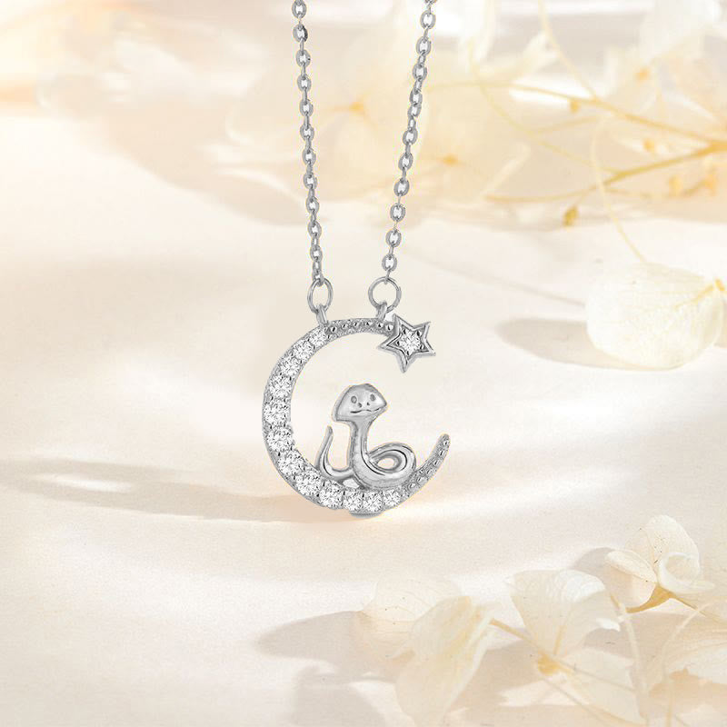 Collier pendentif en argent sterling 925 avec pierres de Bouddha et serpent lunaire, bénédiction de l'année du serpent