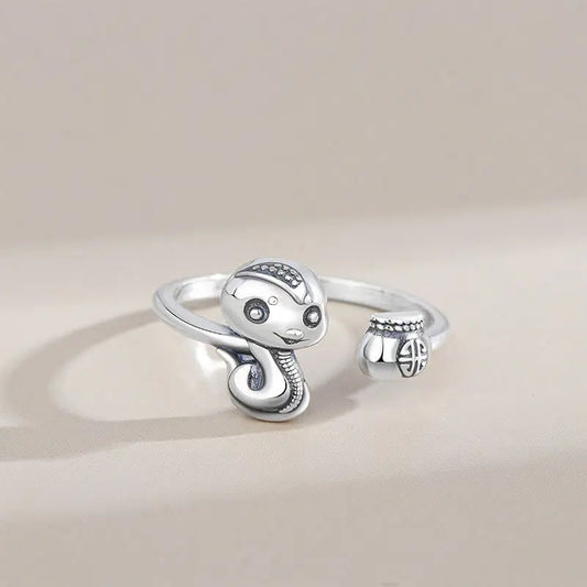 Buddha Stones 925 Sterling Silver Year Of The Snake Balance Adjustable Ring BS