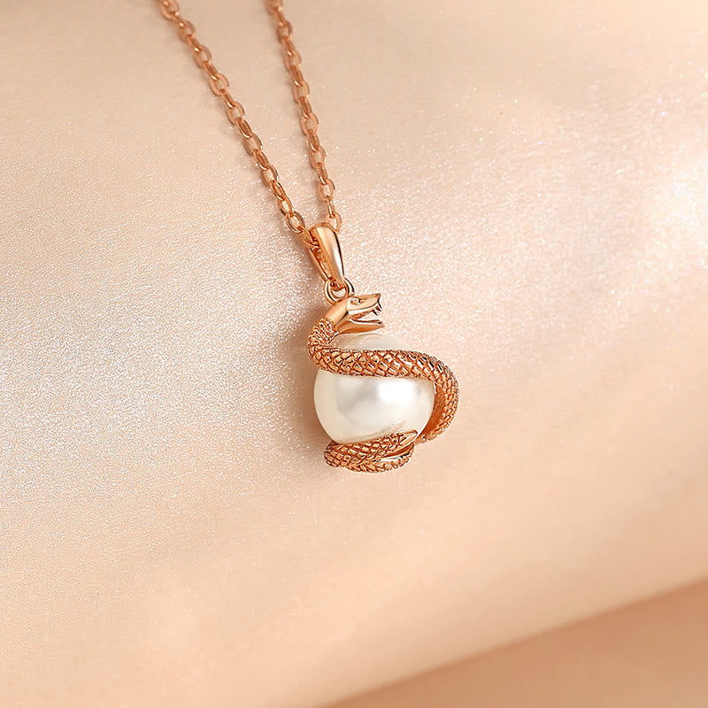Collier pendentif en argent sterling 925 avec perles et pierres de Bouddha, symbole de l'année du serpent, symbole de l'équilibre et de la bénédiction 