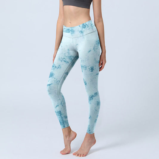 Leggings de fitness bleu clair à imprimé tie-dye Buddha Stones pour femme