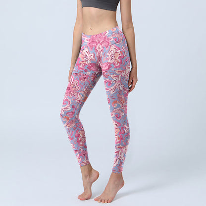 Leggings de fitness et de yoga pour femme, imprimé fleurs roses et pierres de Bouddha 