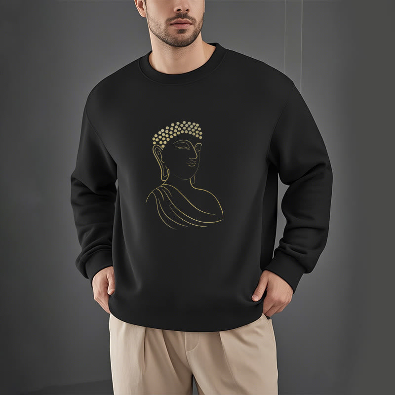 Buddha Stones Meditating Buddha Pattern Fleece Lined Sweatshirt