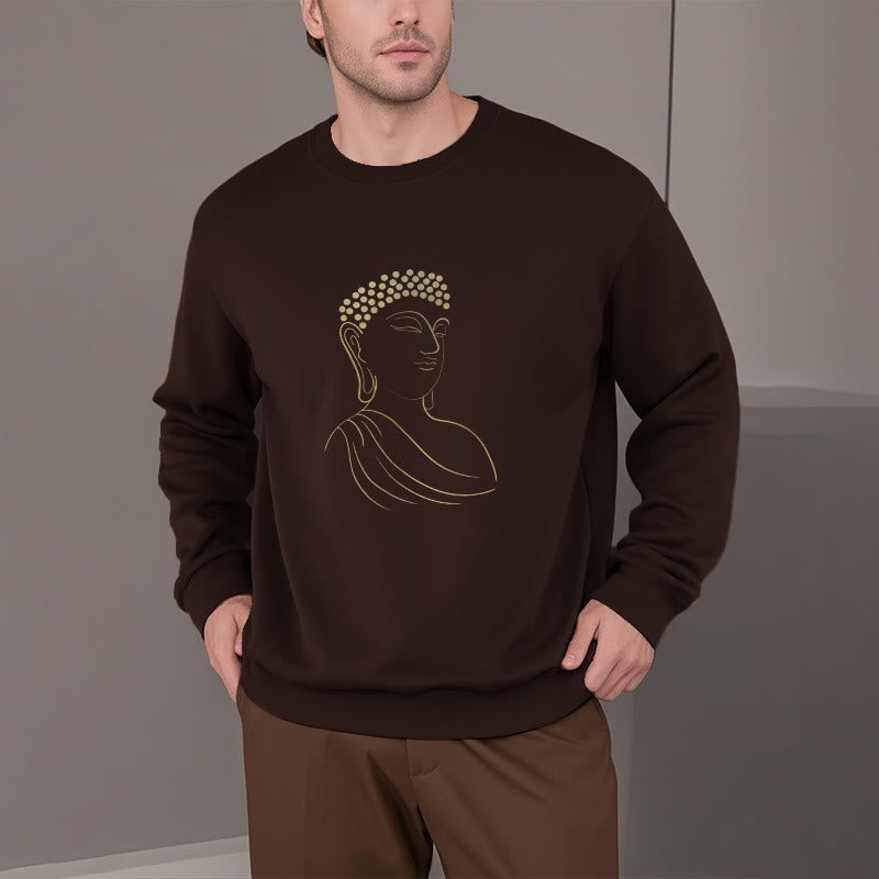 Buddha Stones Meditating Buddha Pattern Fleece Lined Sweatshirt