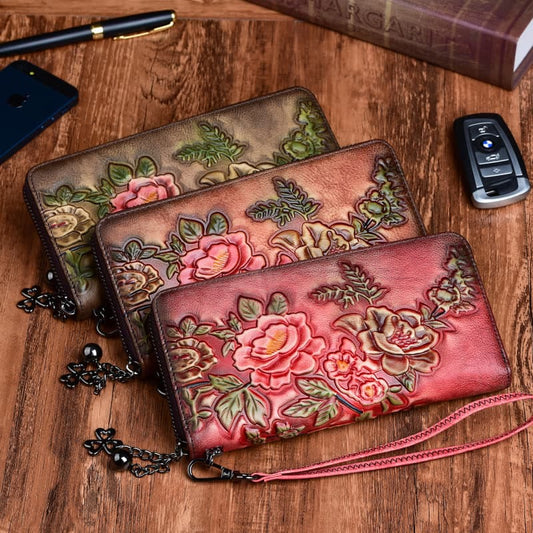 Sac à main en cuir imprimé fleurs rétro Bouddha Stones Journey Shopping Purse