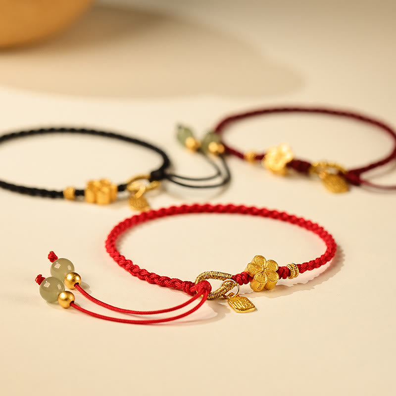 Bracelet à breloques en jade Hetian, petite fleur de pêcher, personnage Fu, fortune et prospérité 